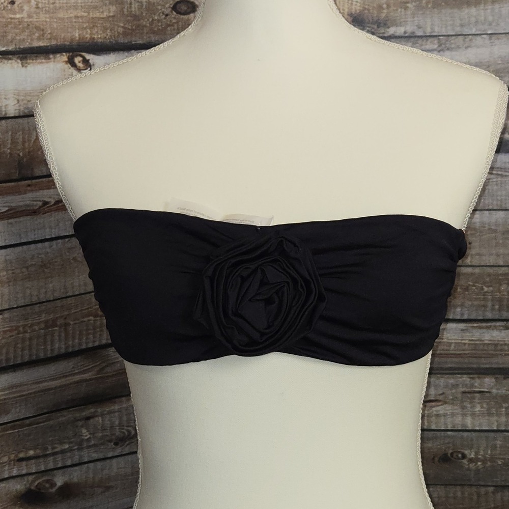 Indie Soul "Dahlia" Bikini Top ONLY  Black + Rosette‎ Beautiful Bandeau NWT